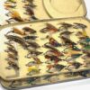 Malloch Antique Black Japanned Tin Case With Gut Eyed Salmon Flies