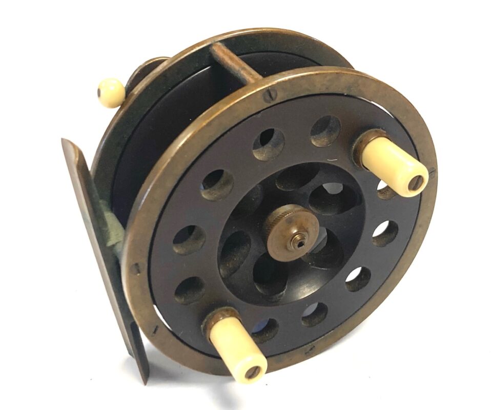 Percy Wadham Isle of Wight 4.5” rare brass/ebonite Cowes reel