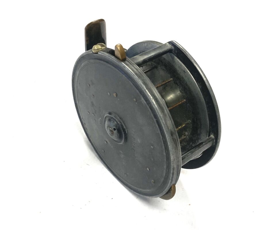 Alternative view of Hardy Silex 4" vintage reel with factory rim cut out