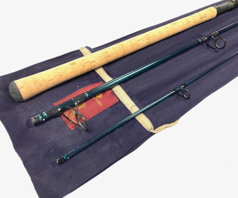 Hardy Perfection 11′ three piece graphite spinning rod with bag