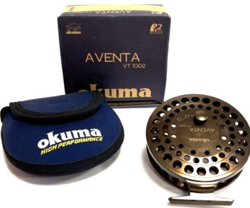 Okuma Aventa 4.5″ centrepin trotting reel with ratchet platinum finish, chub barbel carp fishing