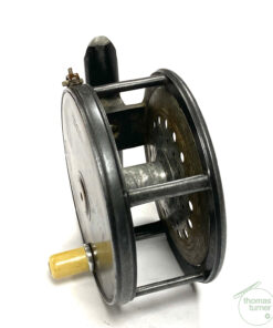 Alternative view of Hardy Perfect 4" Brass Face Salmon Fly Reel Fine Original Finish With Leather Case