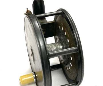 Alternative view of Hardy Perfect 4" Brass Face Salmon Fly Reel Fine Original Finish With Leather Case