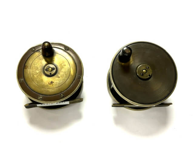 Pair of Vintage Brass Fishing Reels With Nickle Rims
