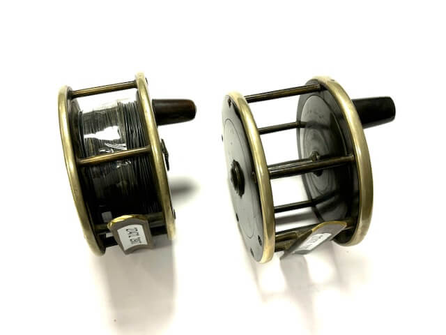Alternative view of Pair of Vintage Brass Fishing Reels With Nickle Rims