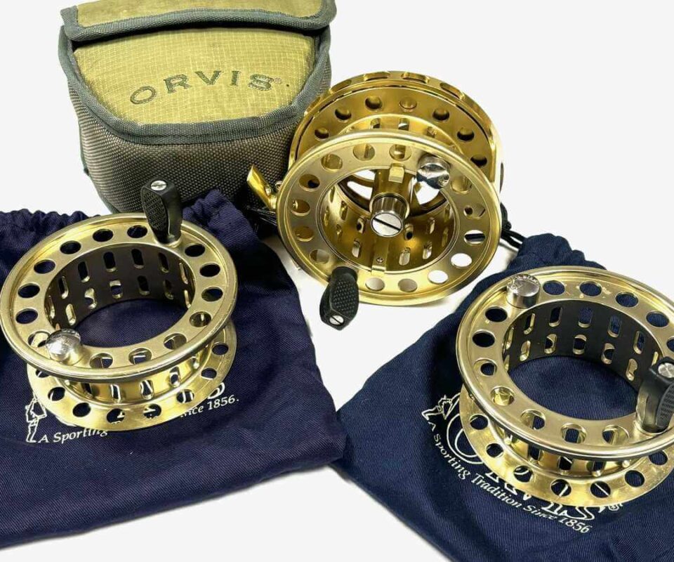 Orvis Vortex 9/10 Large Arbor Salmon Fly Reel 4″ With 2 X Spare Spools & Orvis Reel Case