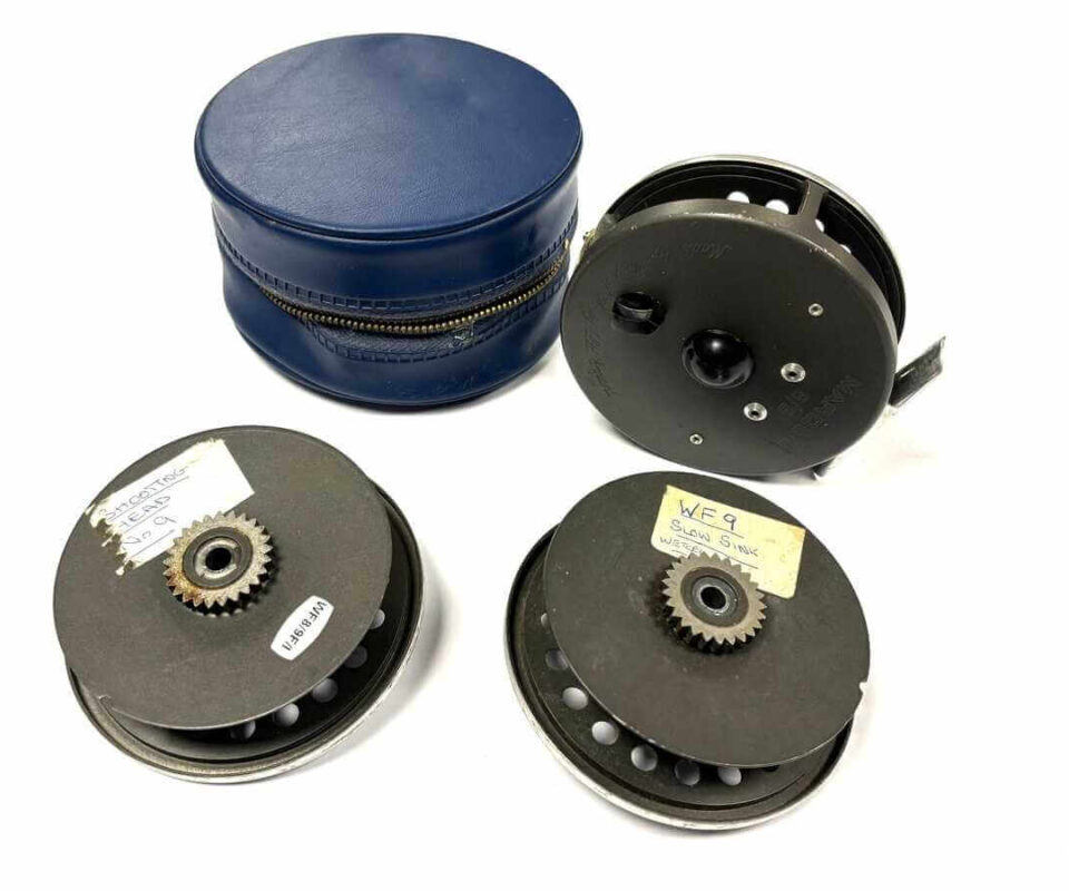   Hardy Marquis #8/9 fly reel, 2 spare spools & padded case