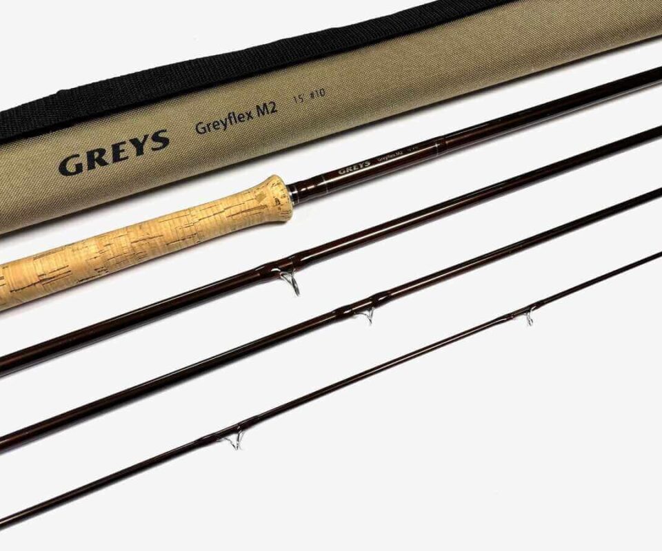   Greys Greyflex M2 15′ 4 Piece Carbon Salmon Fly Rod Line #10 With Tube Bag & Tube