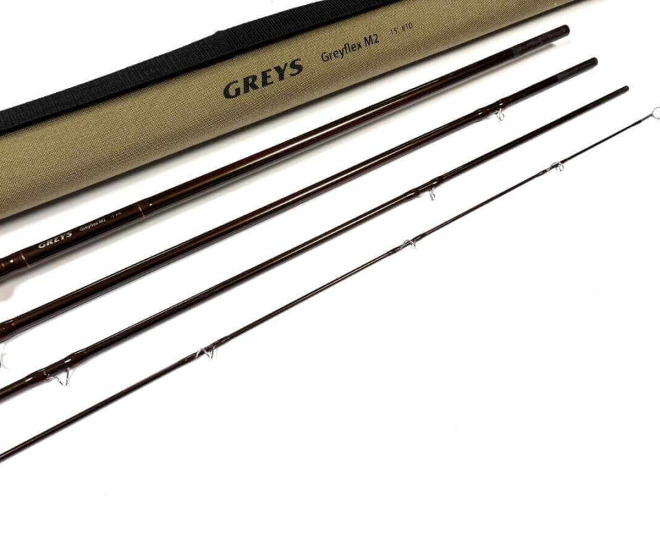   Greys Greyflex M2 15′ 4 Piece Carbon Salmon Fly Rod Line #10 With Tube Bag & Tube