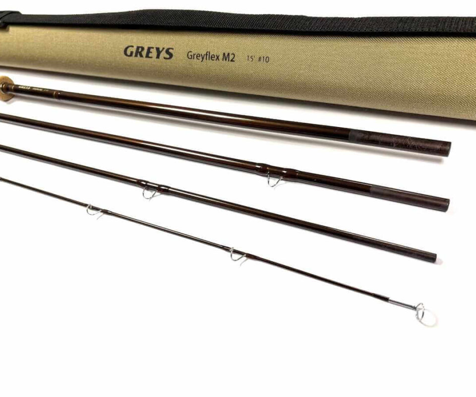  Greys Greyflex M2 15′ 4 Piece Carbon Salmon Fly Rod Line #10 With Tube Bag & Tube