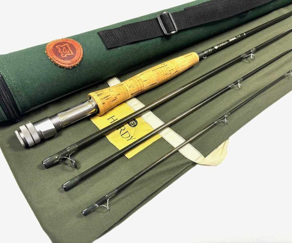  Hardy Demon 9′ 4 Piece Carbon Trout Fly Rod #6 With Bag & Cordura Tube