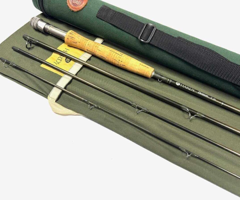   Hardy Demon 9′ 4 Piece Carbon Trout Fly Rod #6 With Bag & Cordura Tube