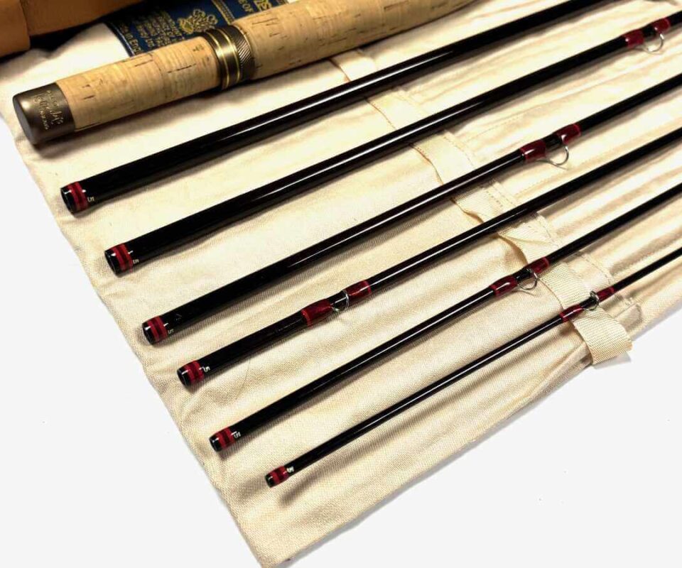   Hardy 8' 2 1/2″ Smuggler Deluxe 7 Piece Line #6 In Leather Tube Mint