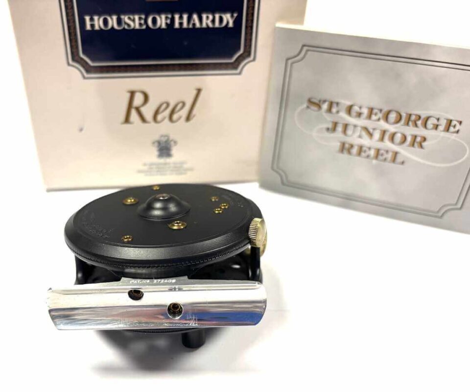   Hardy St George Junior 2 9/16″ Trout Fly Reel RHW Line Guide & Leather Case MINT