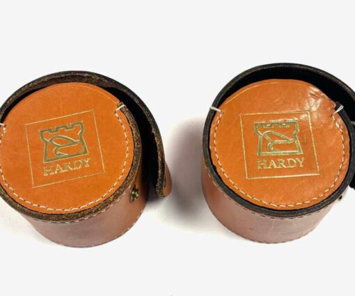   Pair Of Hardy Leather Reels Cases With Castle Logo