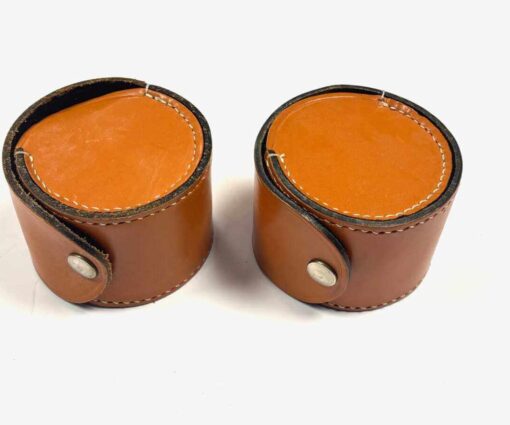   Pair Of Hardy Leather Reels Cases With Castle Logo