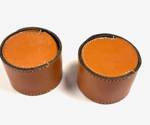   Pair Of Hardy Leather Reels Cases With Castle Logo