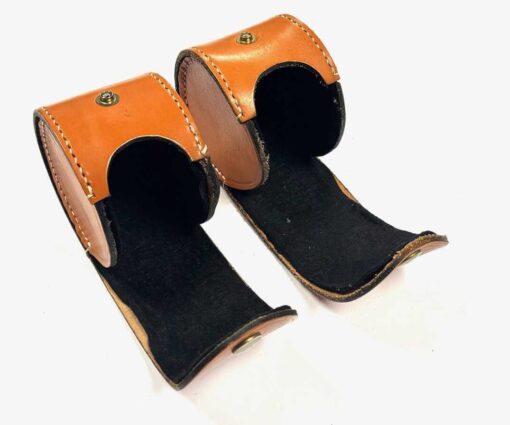   Pair Of Hardy Leather Reels Cases With Castle Logo