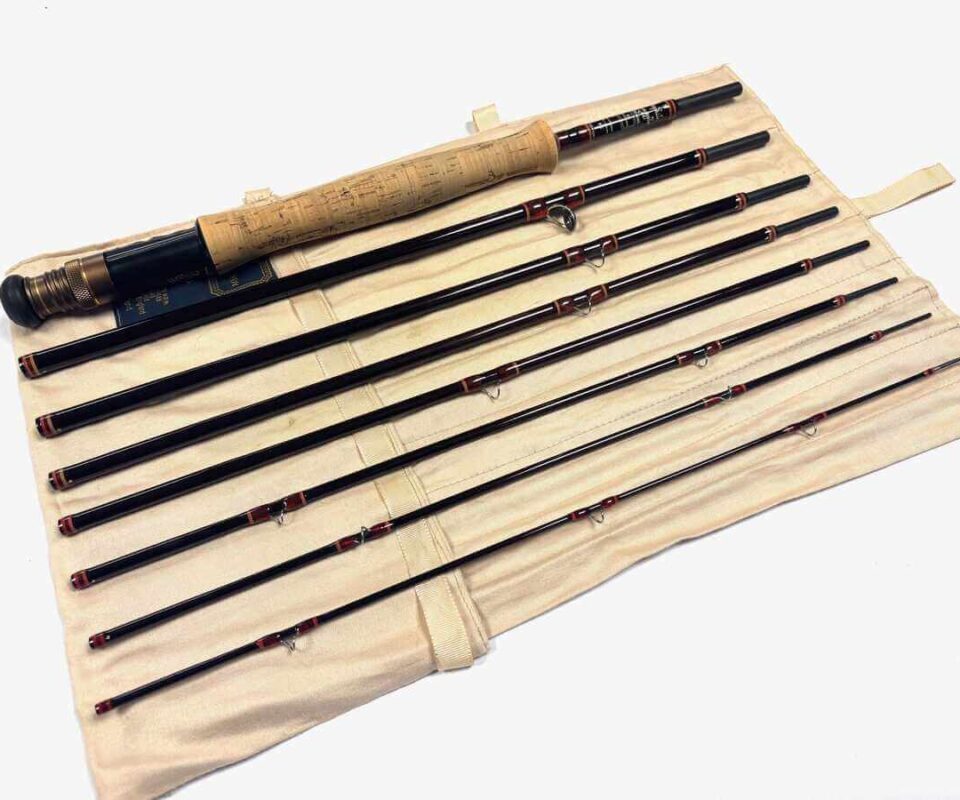   Hardy Graphite Smuggler Deluxe Classic 9′ 5″ 8 Piece Trout Fly Rod #7 With Bag FINE