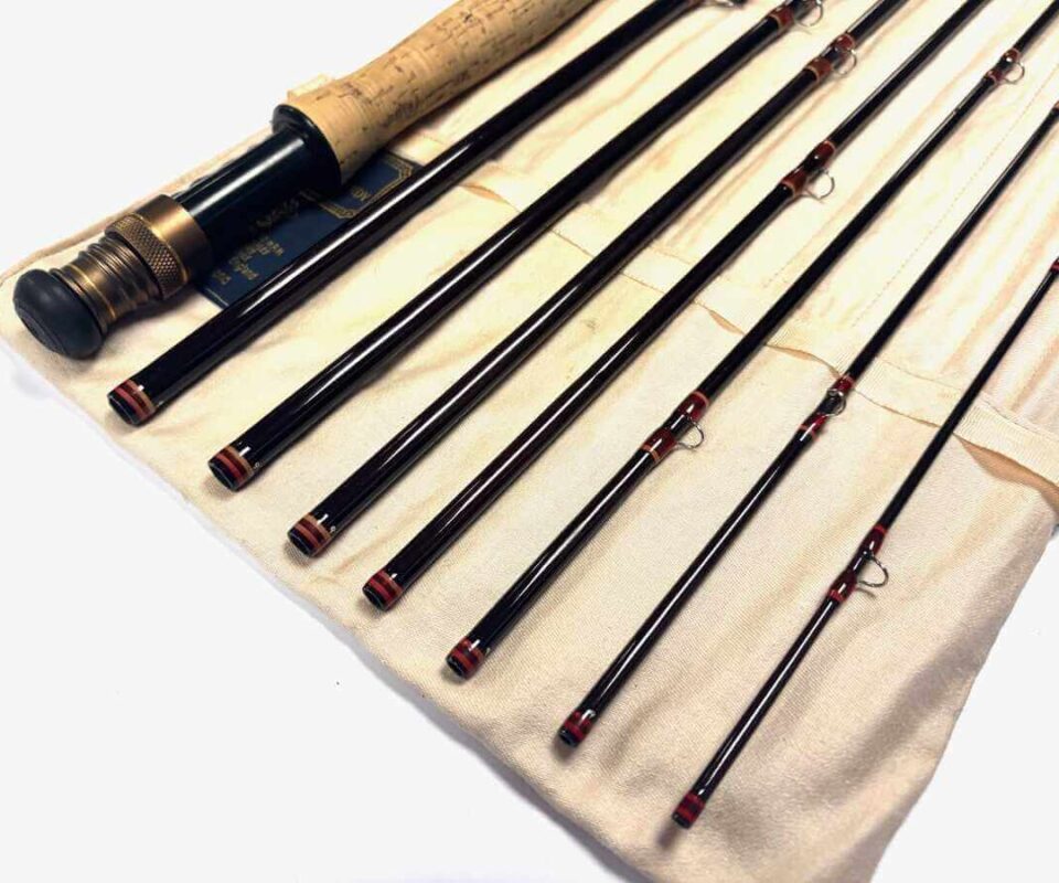   Hardy Graphite Smuggler Deluxe Classic 9′ 5″ 8 Piece Trout Fly Rod #7 With Bag FINE