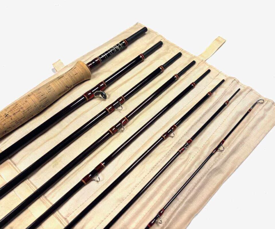   Hardy Graphite Smuggler Deluxe Classic 9′ 5″ 8 Piece Trout Fly Rod #7 With Bag FINE