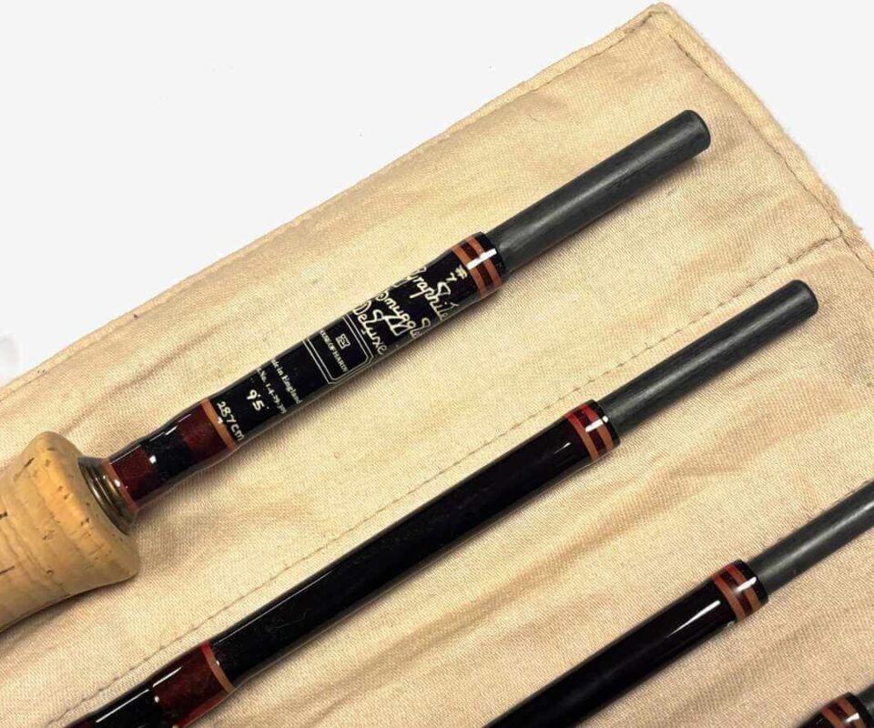   Hardy Graphite Smuggler Deluxe Classic 9′ 5″ 8 Piece Trout Fly Rod #7 With Bag FINE