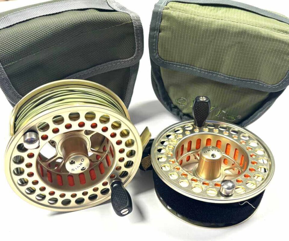   Orvis Battenkill Large Arbor V Gold Salmon Fly Reel With Spare Spool, Lines & Cases