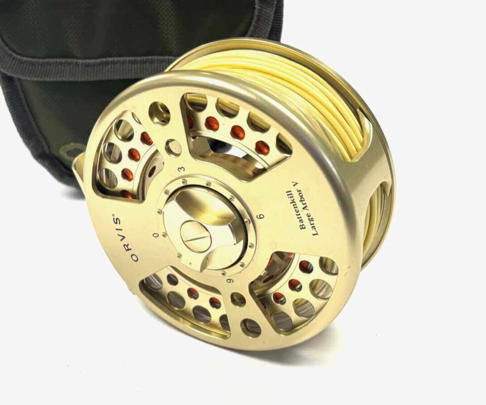   Orvis Battenkill Large Arbor V Gold Salmon Fly Reel With Line & Case