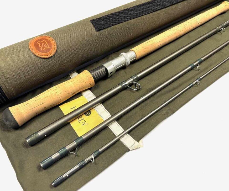   Hardy Swift MK II 15′ 4 Piece Salmon Fly Rod Line #10 With Bag And Tube FINE