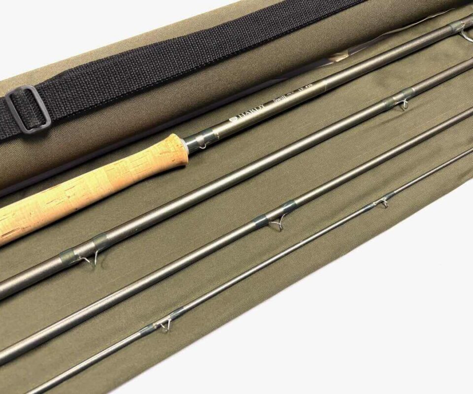   Hardy Swift MK II 15′ 4 Piece Salmon Fly Rod Line #10 With Bag And Tube FINE