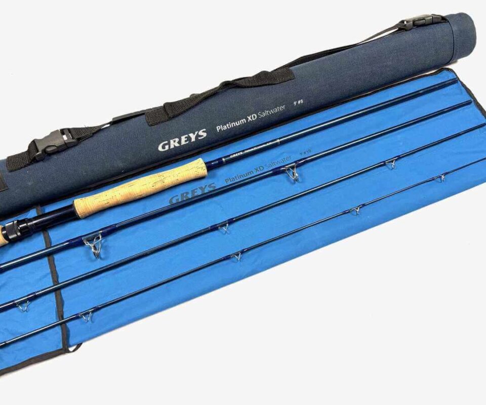   Greys Platinum XD Saltwater / Pike 9′ 4 Piece Line #7 Carbon Fly Rod With Bag And Case