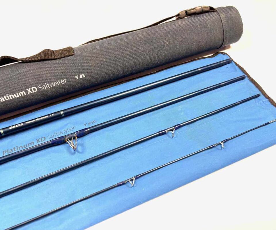   Greys Platinum XD Saltwater / Pike 9′ 4 Piece Line #7 Carbon Fly Rod With Bag And Case
