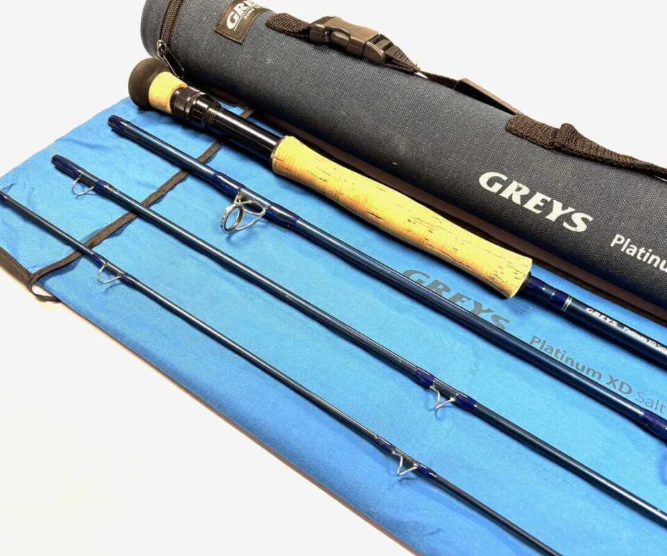   Greys Platinum XD Saltwater / Pike 9′ 4 Piece Line #7 Carbon Fly Rod With Bag And Case