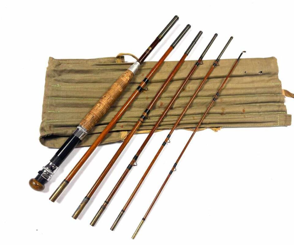   George Wilkins & Sons Redditch 6 Piece Cane Trout Fly 8' Rod With Original Sleeve