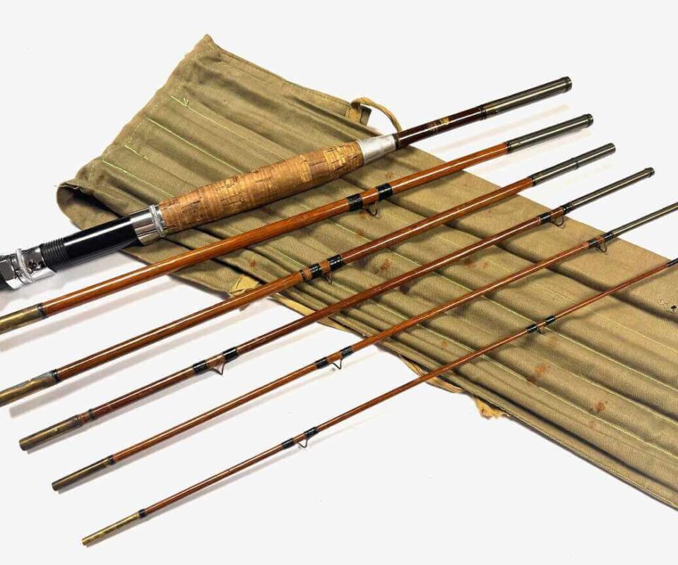   George Wilkins & Sons Redditch 6 Piece Cane Trout Fly 8' Rod With Original Sleeve