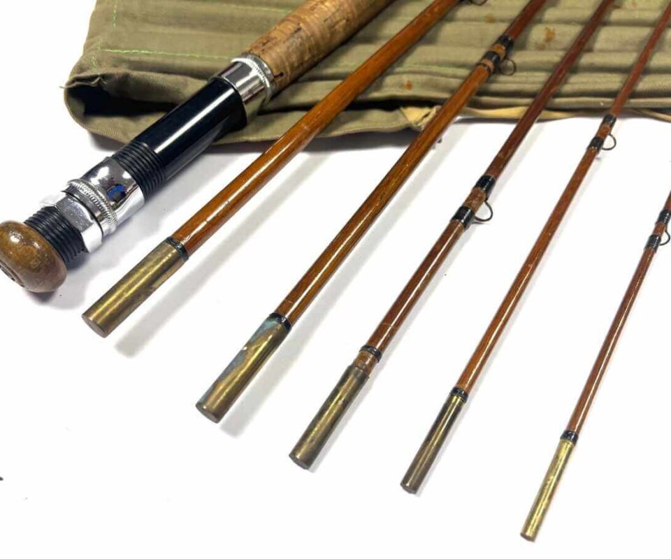   George Wilkins & Sons Redditch 6 Piece Cane Trout Fly 8' Rod With Original Sleeve