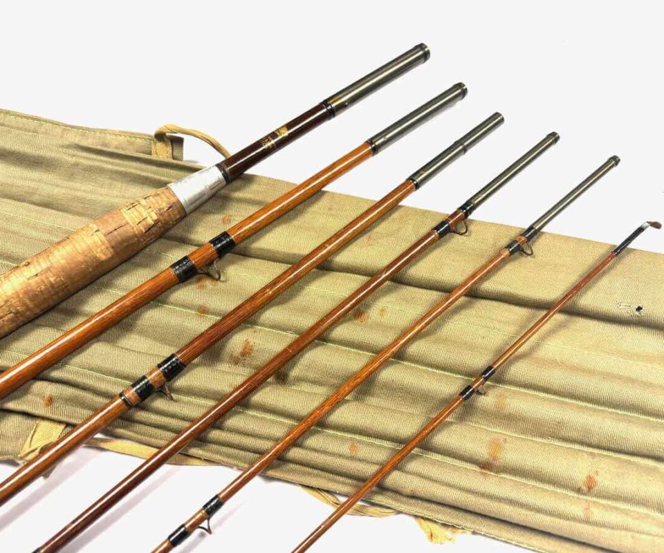   George Wilkins & Sons Redditch 6 Piece Cane Trout Fly 8' Rod With Original Sleeve