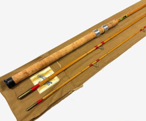  Allcocks Record Breaker 11′ 3 Piece Cane Rod Red Wraps Fine With Bag