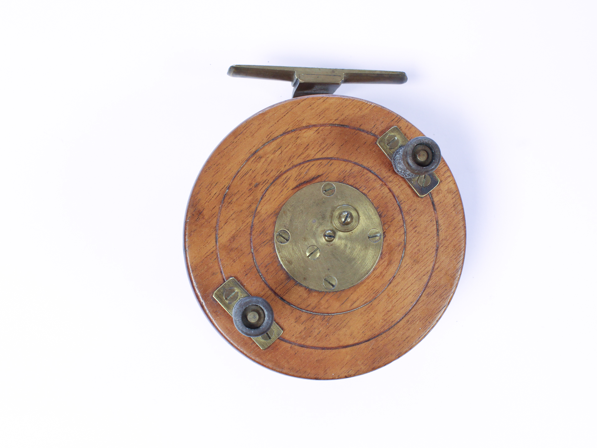 Unknown wood and brass Nottingham 3 7/8 " Casting reel