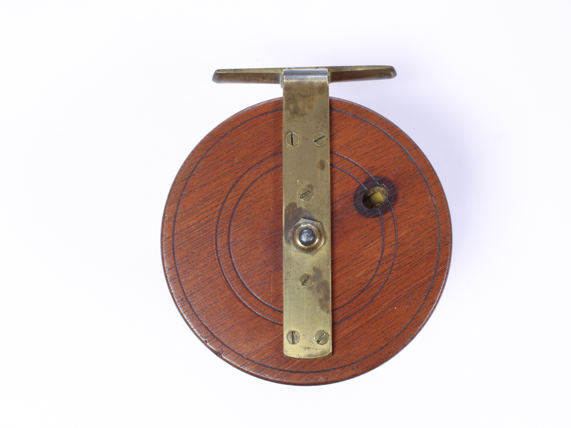 Unknown wood and brass Nottingham 3 7/8 " Casting reel - Image 2