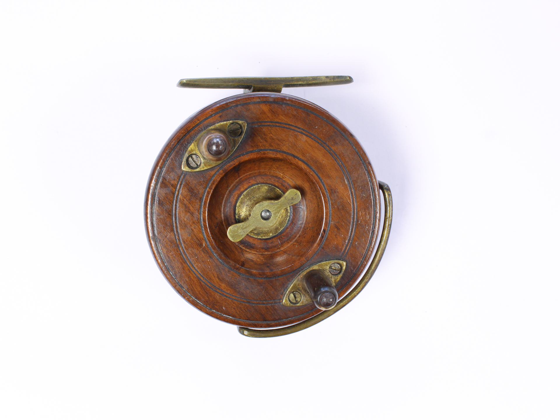 Unknown wood and brass Nottingham 3 1/2 " Casting reel