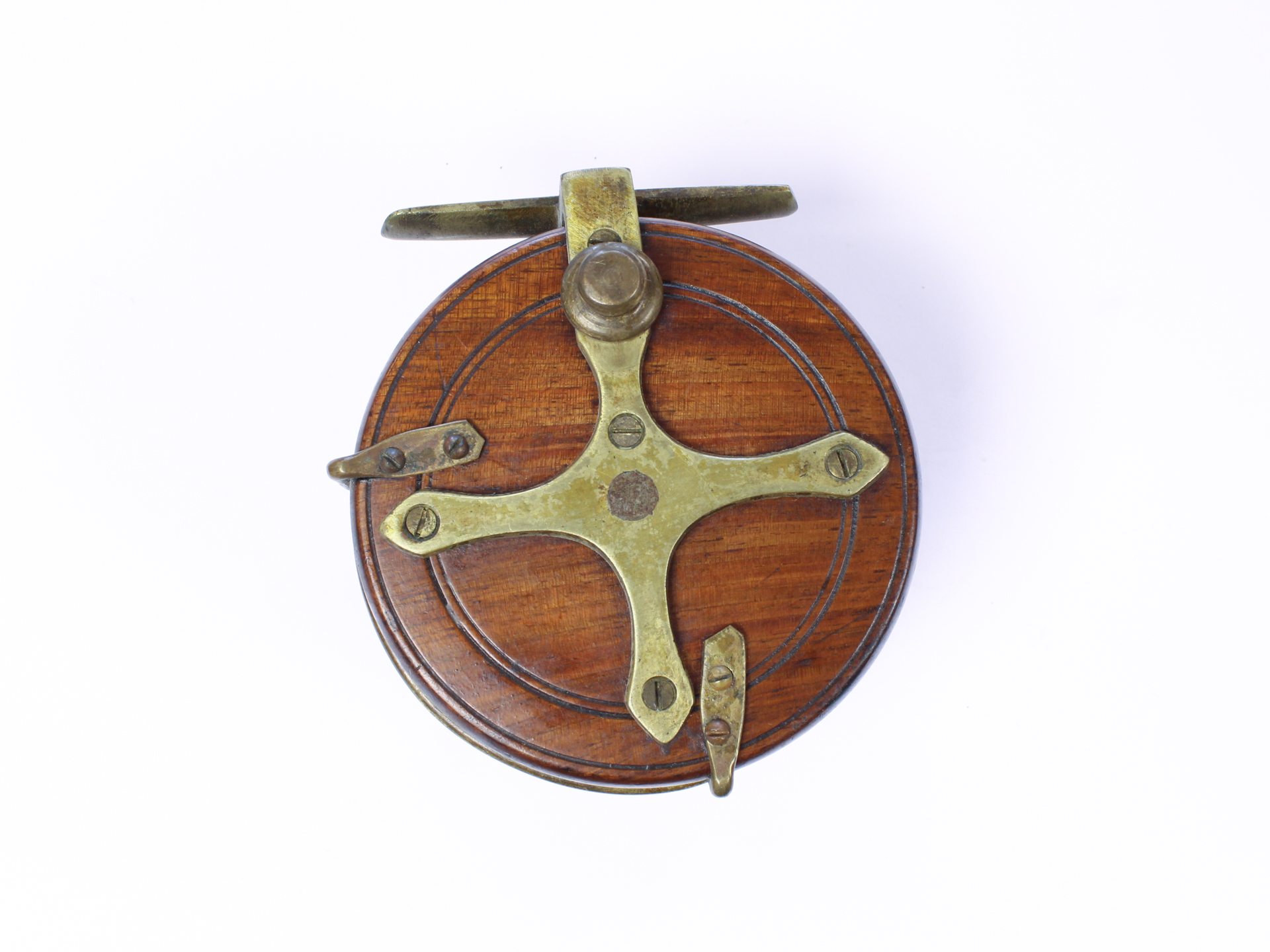 Unknown wood and brass Nottingham 3 1/2 " Casting reel - Image 2