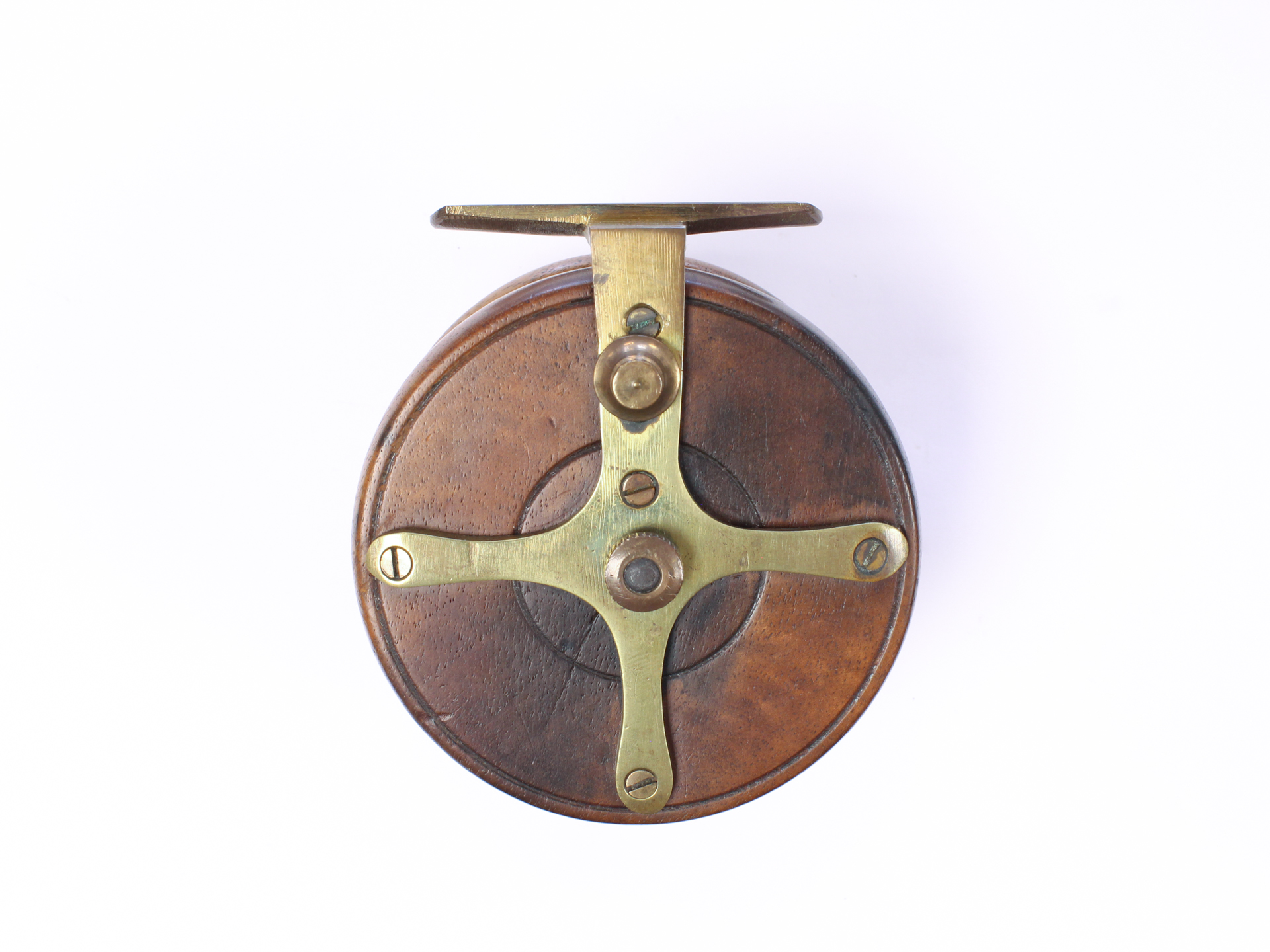 Unknown wood and brass Nottingham 3 1/2 " Casting reel - Image 2