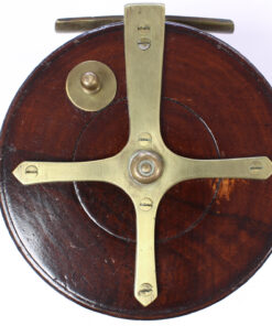   Unknown wood and brass Nottingham 5 " Casting reel