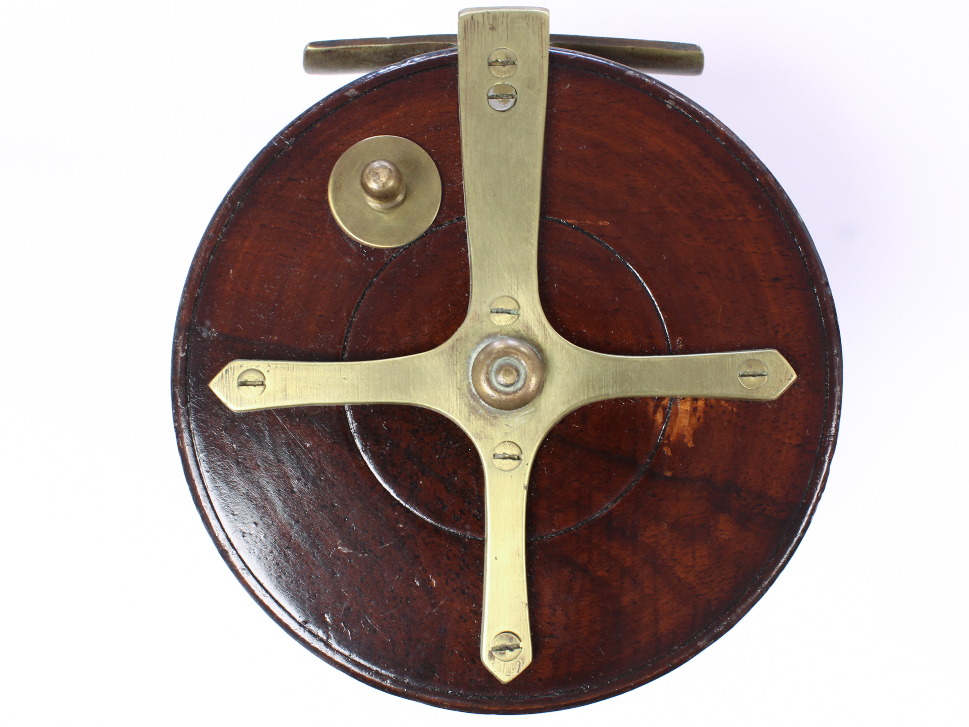Unknown wood and brass Nottingham 5 " Casting reel