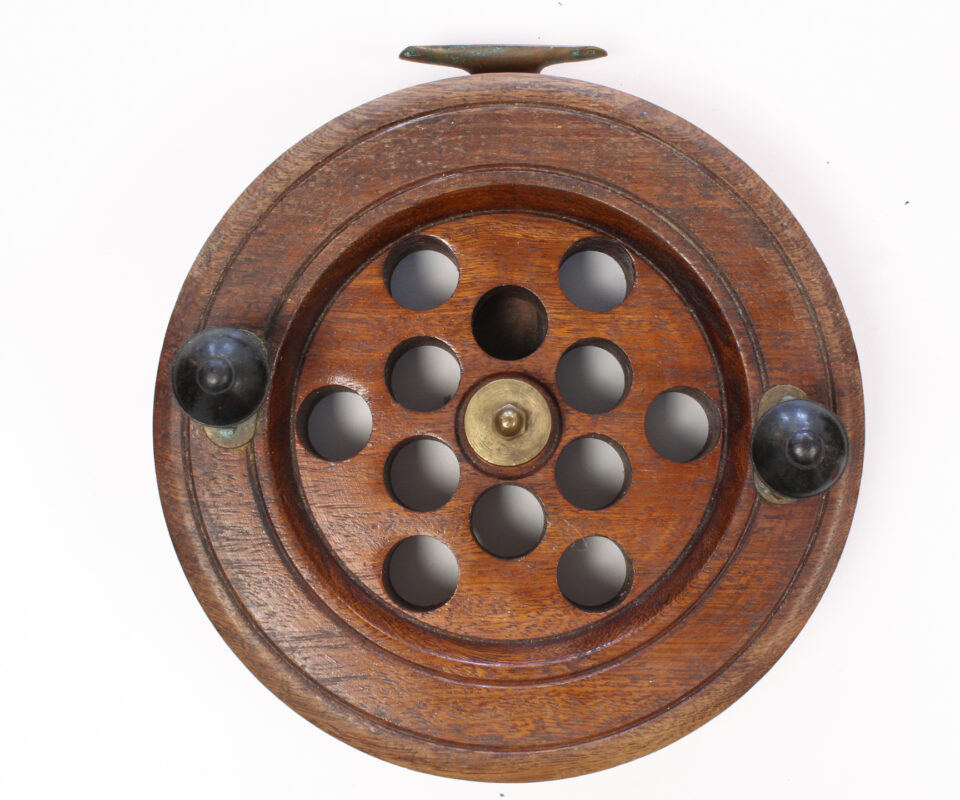   Unknown wood brass Scarborough 10 " Casting reel