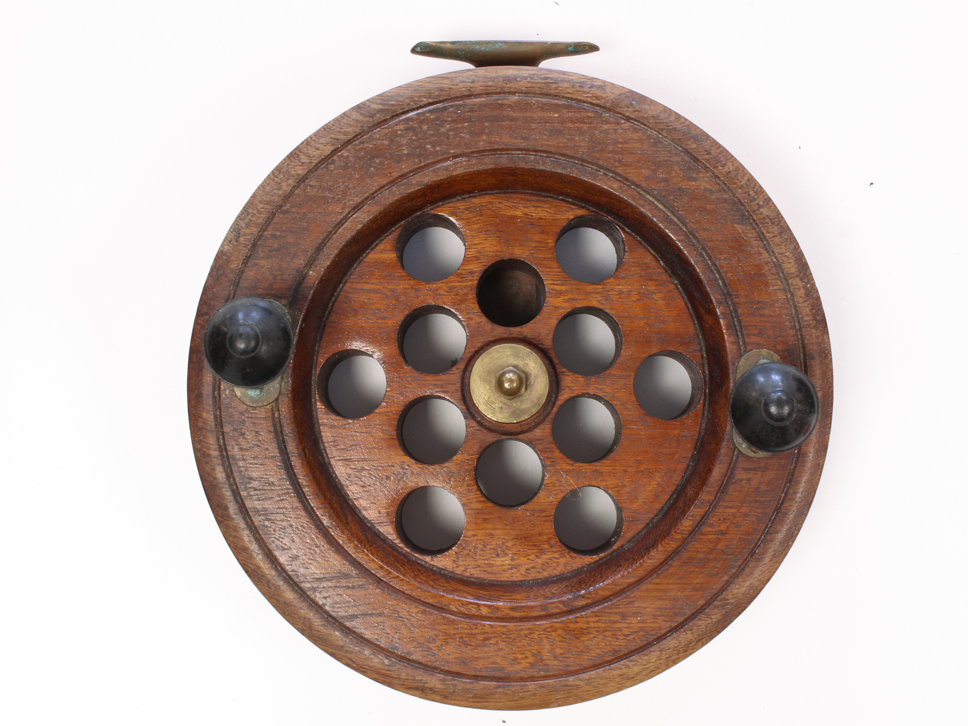 Unknown wood brass Scarborough 10 " Casting reel
