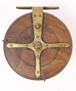   Unknown wood and brass Nottingham 6 " Casting reel