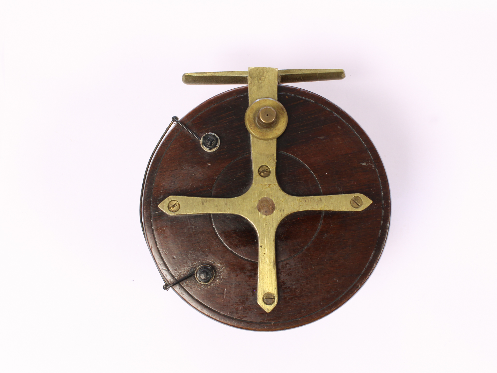 Unknown wood brass Nottingham 4 " Casting reel