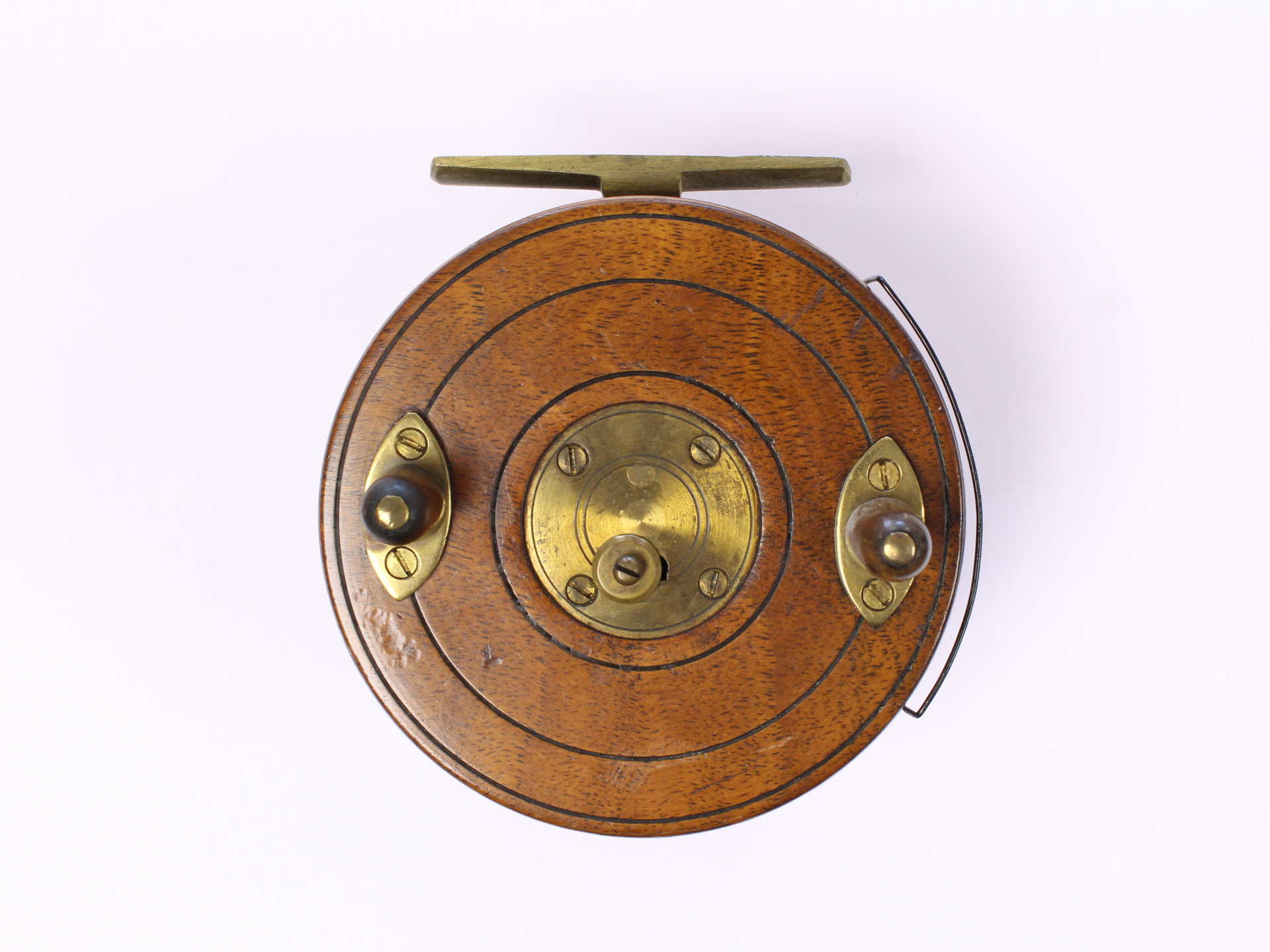 Unknown wood brass Nottingham 4 " Casting reel - Image 2